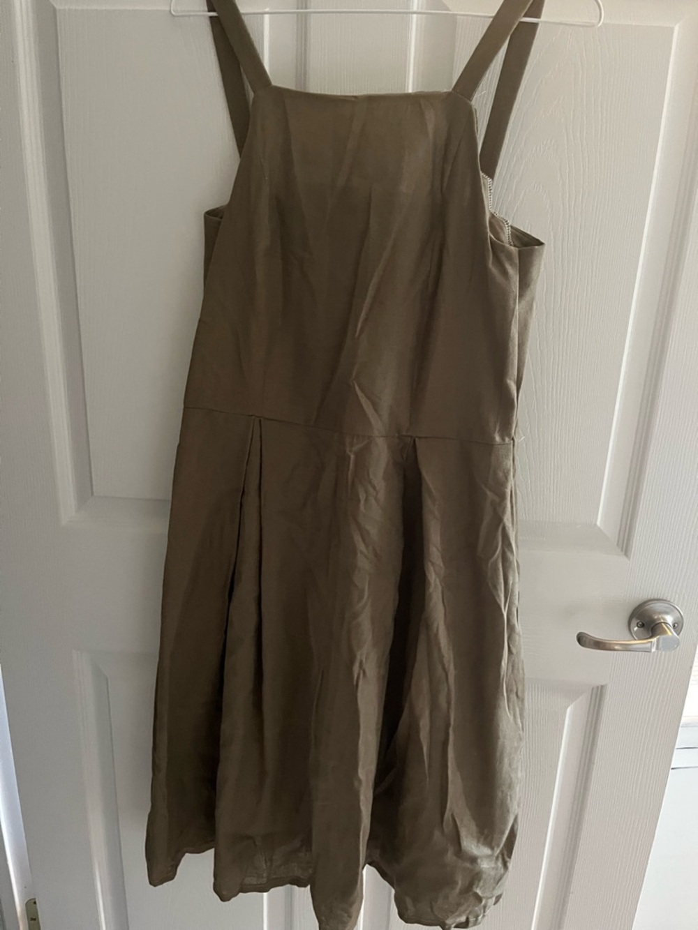 Olive Green Sleeveless Pinafore Dress